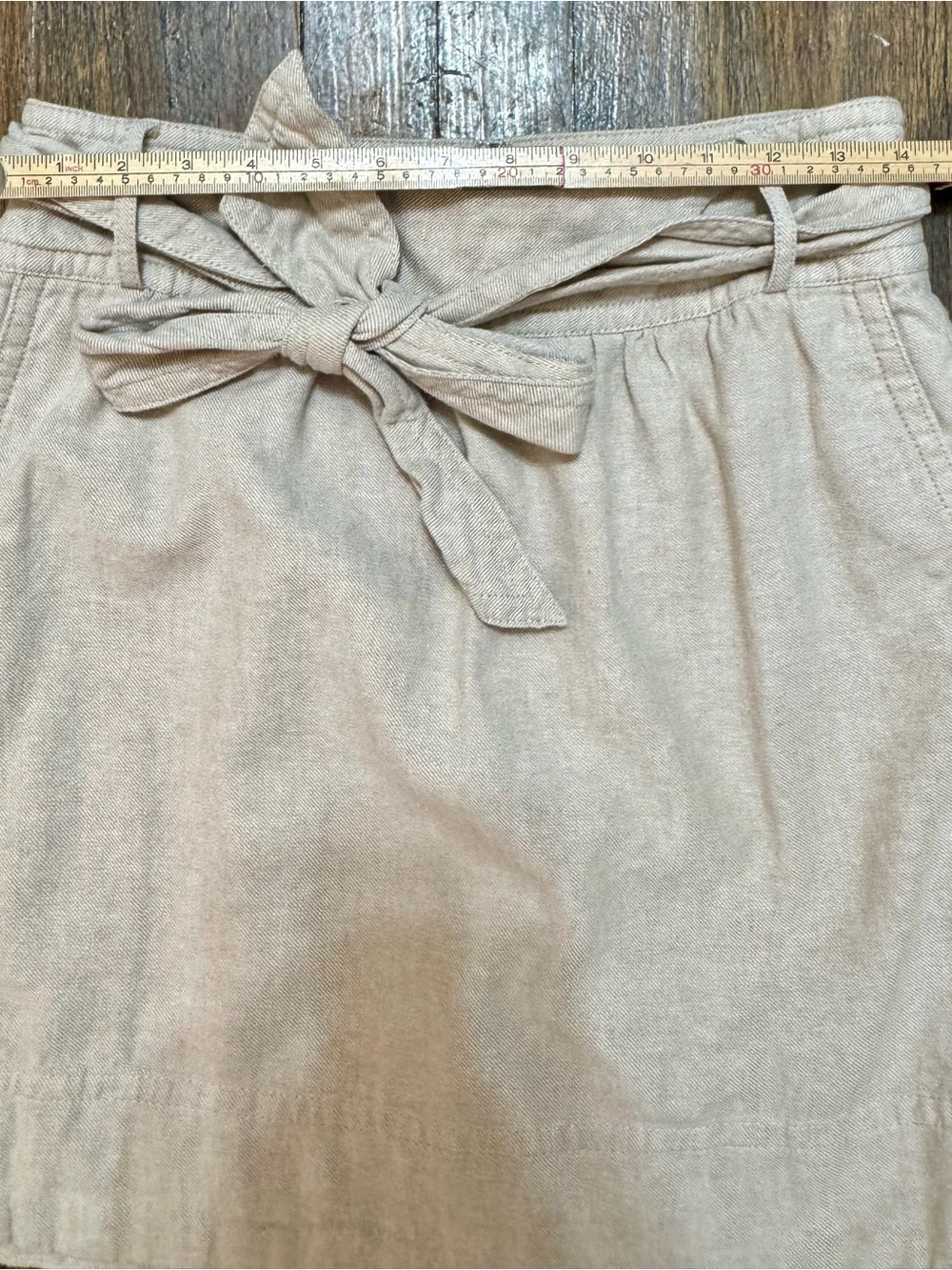 Banana Republic Linen Blend Paperbag Tie Waist Skirt Size 6 Beige - Picture 10 of 13